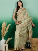 Womens Fashion Ethnic Pista Green Color Sarees-MLSHWSA1427PSG0ONE